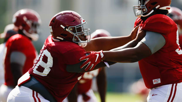 Defensive lineman Jamil Burroughs, Alabama practice, Sept. 9. 2020